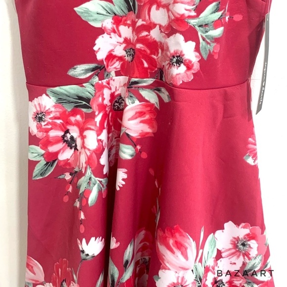 Sequin Hearts Pink Floral Fit & Flare Mini Dress Junior  NWT Sz:7 - Picture 6 of 8